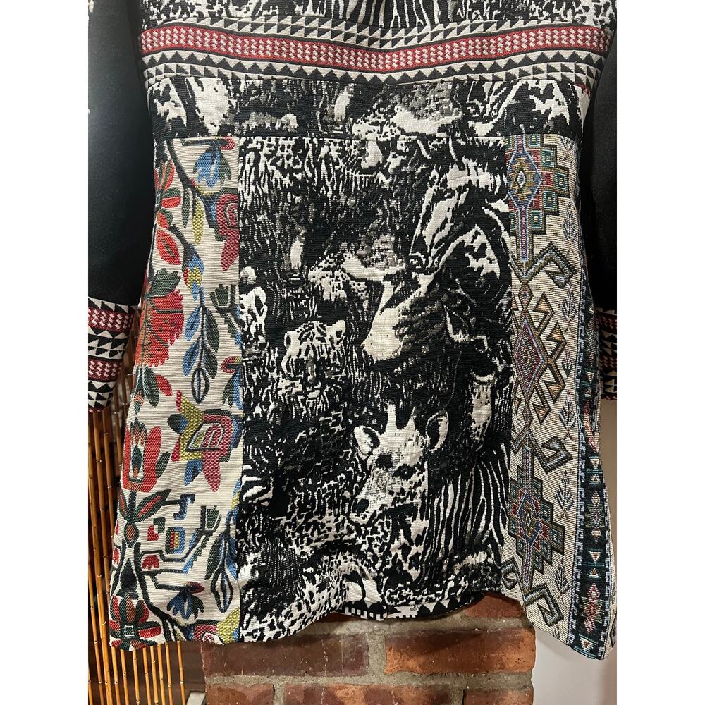 Anthropologie Dor Dor Couture Tapestry Coat Patchwork Art Wear Tribal Boho M - Picture 5 of 11